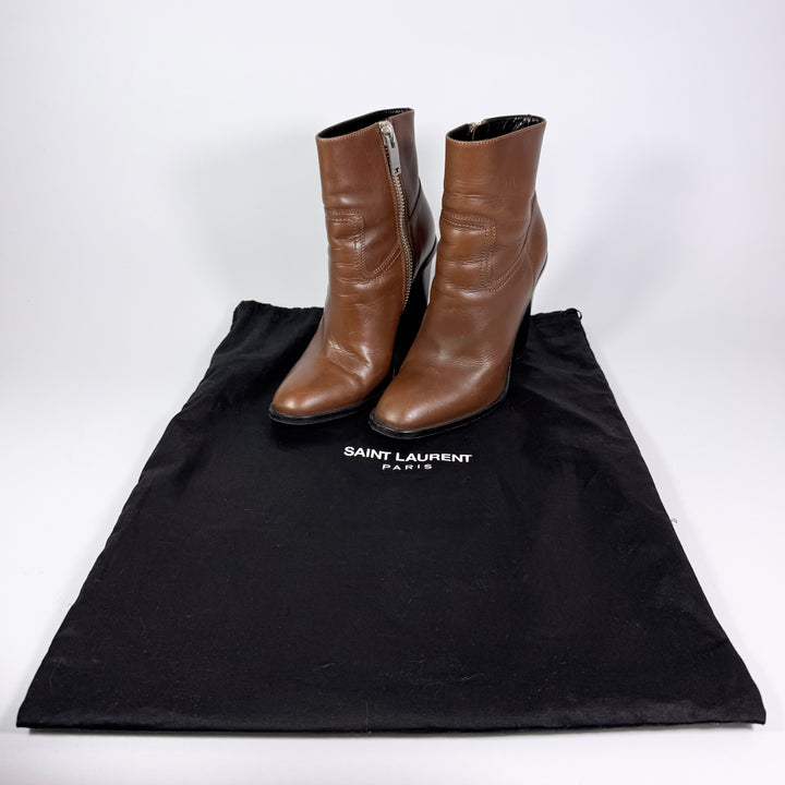 Saint Laurent Calfskin Heeled Ankle Boot - Women’s 5.5