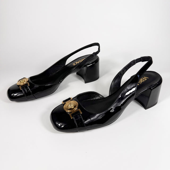 Versace Medusa Slingback Patent Leather Heel - Women’s 10