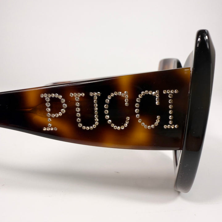 Emilio Pucci Rhinestone Logo Square Sunglasses