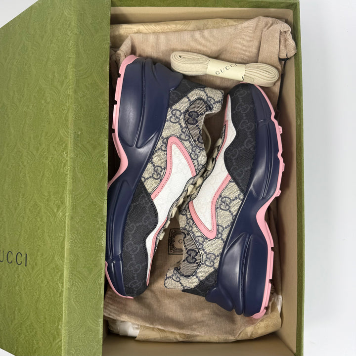 Gucci GG Supreme Mixed Fabric Rhyton Sneaker - Women’s 6.5