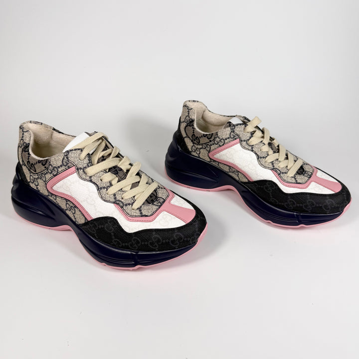 Gucci GG Supreme Mixed Fabric Rhyton Sneaker - Women’s 6.5