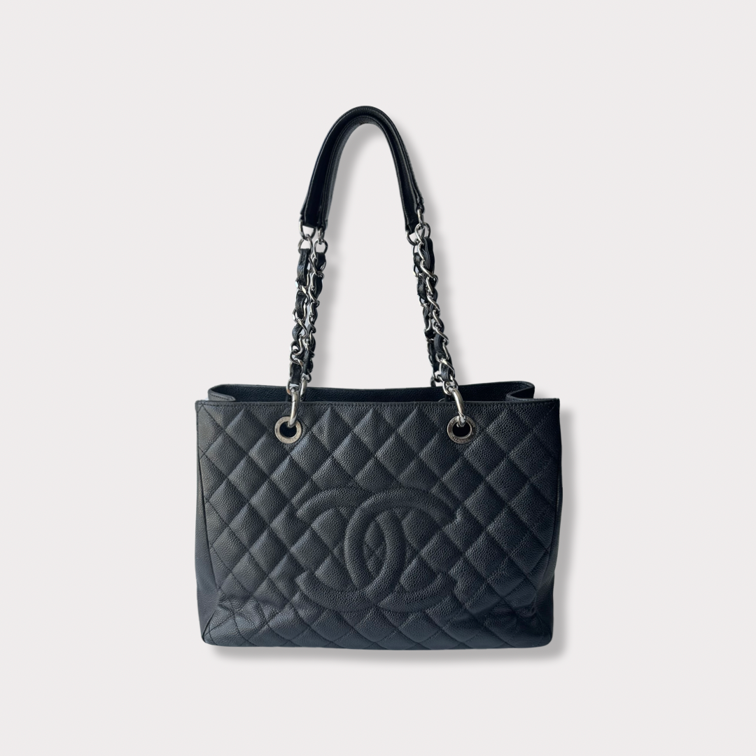 Chanel Caviar Quilted Grand Shopping Tote GST Dark Blue
