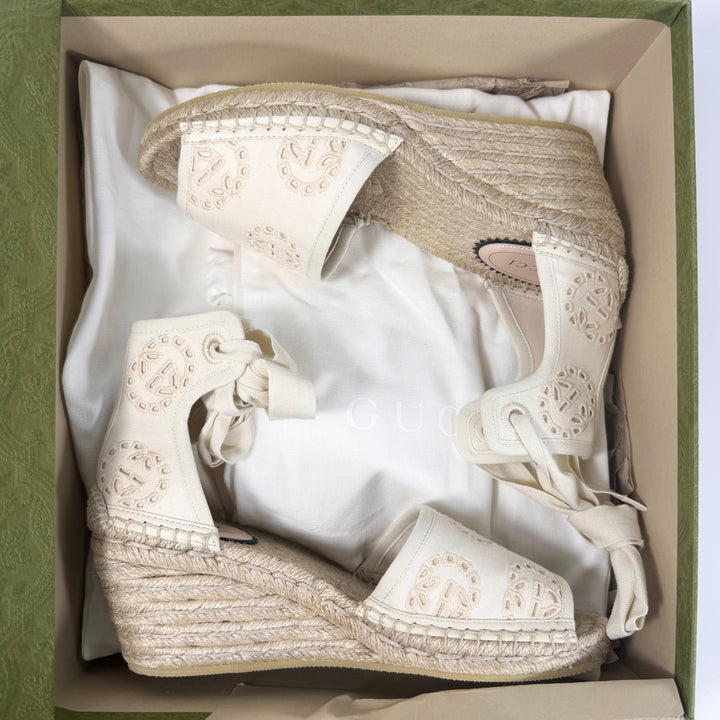 Gucci Damita GG Eyelet Wedge Heel - Women’s 7