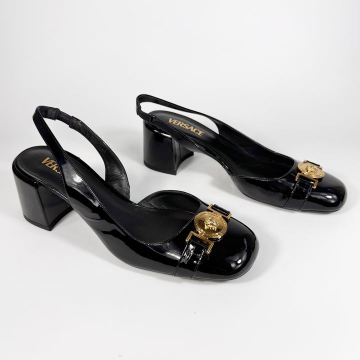 Versace Medusa Slingback Patent Leather Heel - Women’s 10