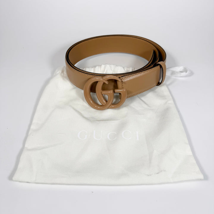 Gucci Enamel GG Marmont Monochrome Leather Belt 90 36