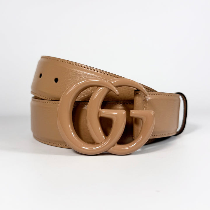 Gucci Enamel GG Marmont Monochrome Leather Belt 90 36