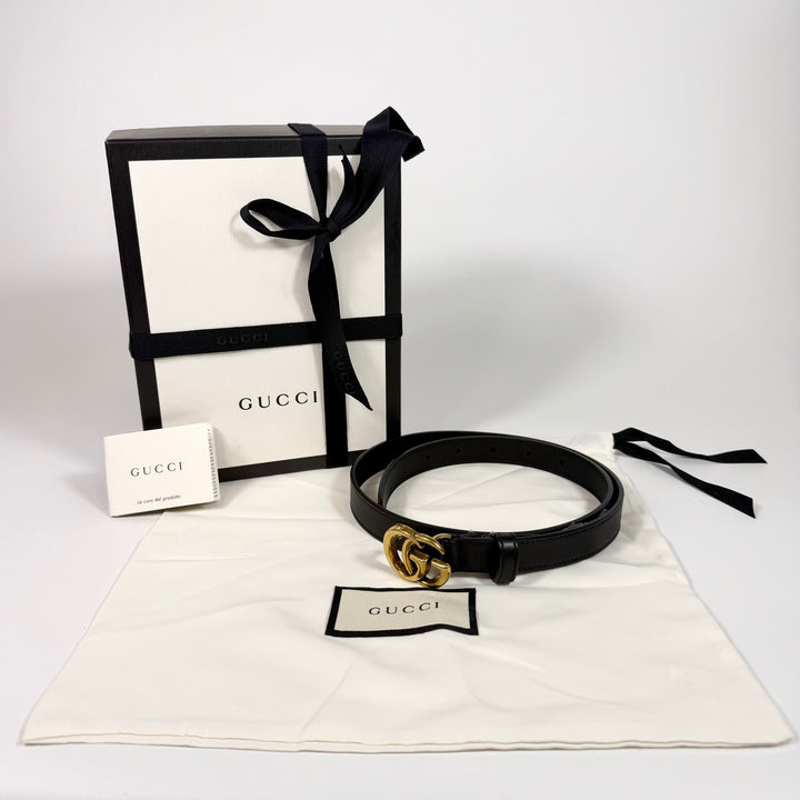 Gucci GG Marmont Smooth Leather Thin Belt 75 30