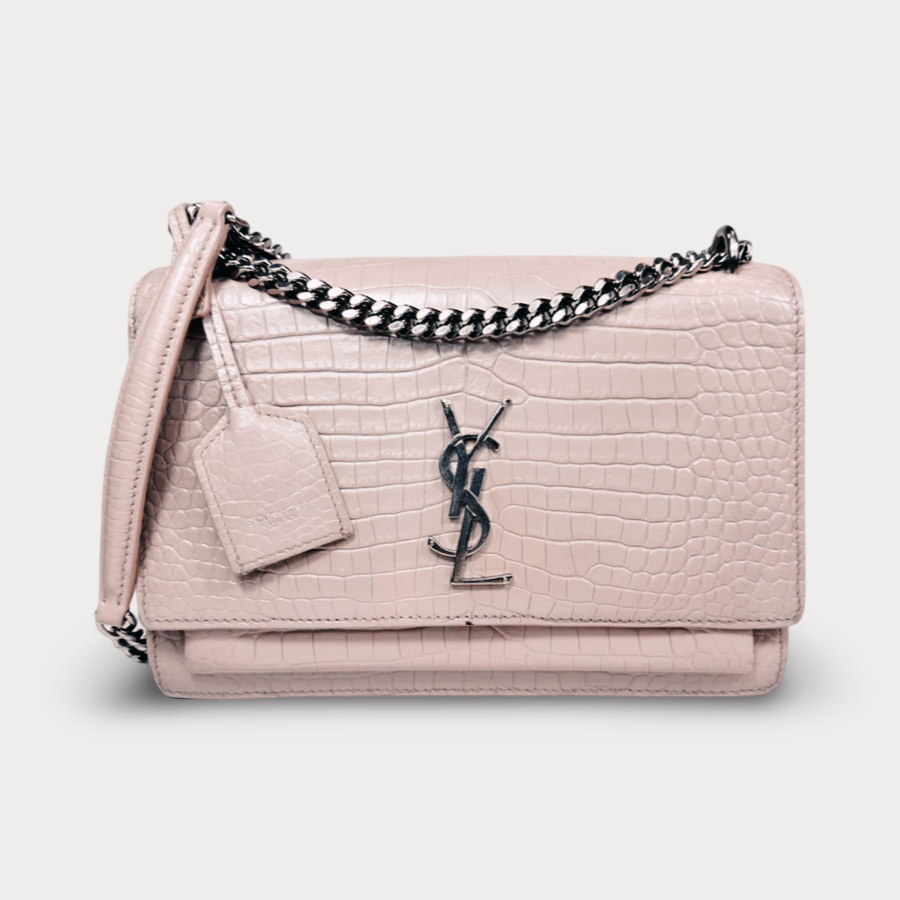 Saint Laurent Crocodile Embossed Medium Sunset Bag lizsonnenbags