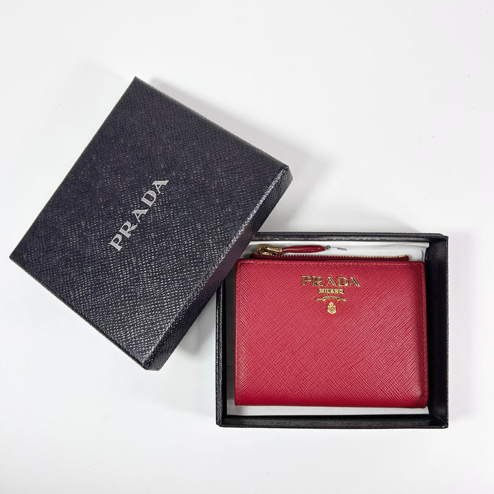 Prada Saffiano Compact Zip Wallet