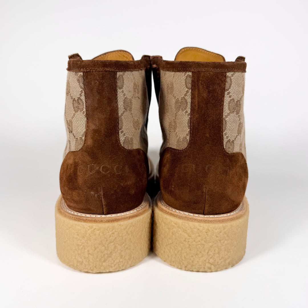 Gucci GG Canvas & Suede Lace Up Boot - Men’s 7