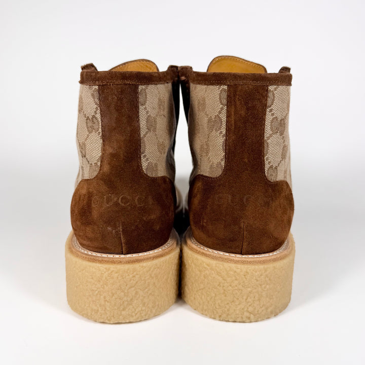 Gucci GG Canvas & Suede Lace Up Boot - Men’s 7