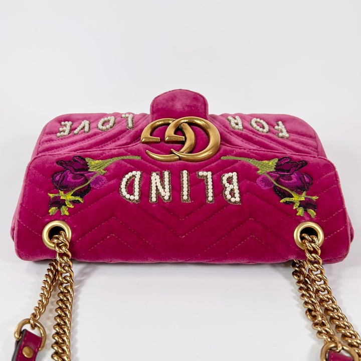 Gucci GG Marmont Blind For Love Velvet Matelasse Medium Shoulder Bag