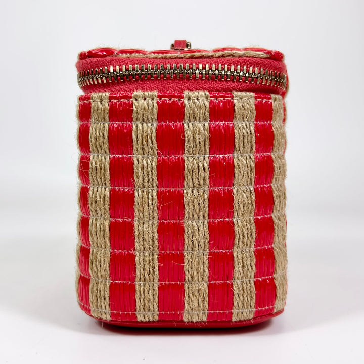 Chanel Mini Raffia Jute Striped Vanity Case