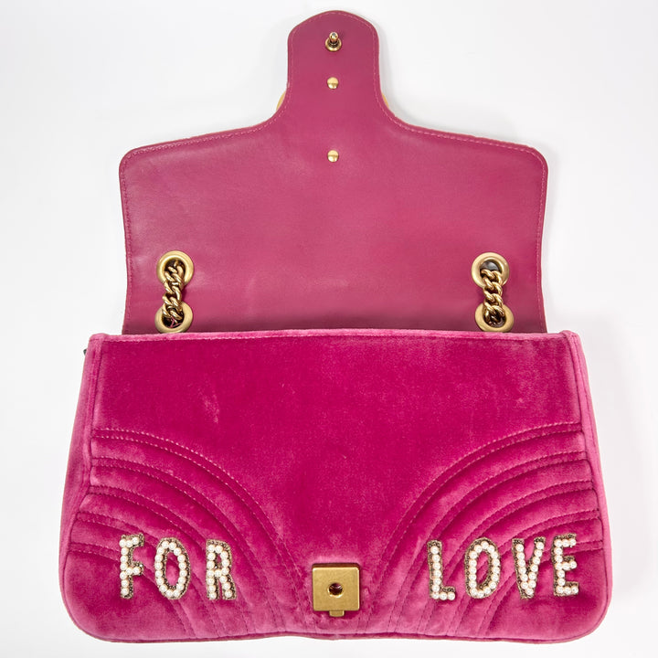 Gucci GG Marmont Blind For Love Velvet Matelasse Medium Shoulder Bag