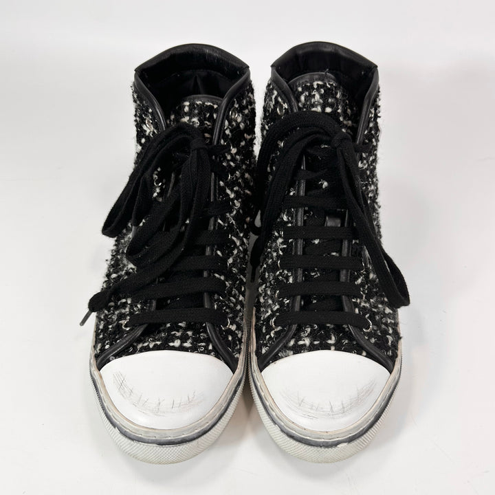 Saint Laurent Tweed Malibu Mid Top Sneaker - Women’s 8