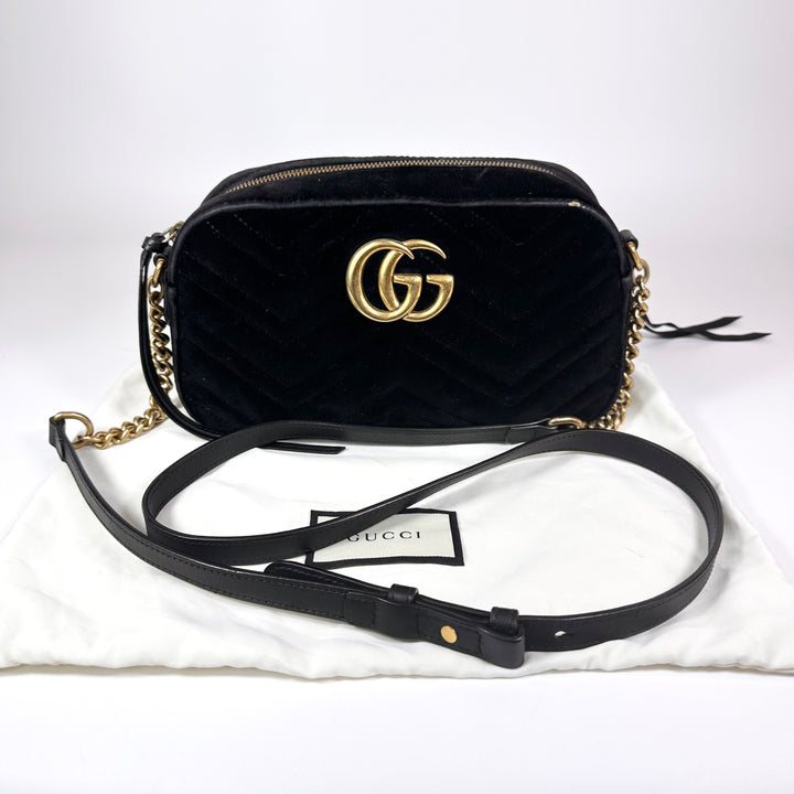 Gucci GG Marmont Velvet Matelasse Small Camera Bag