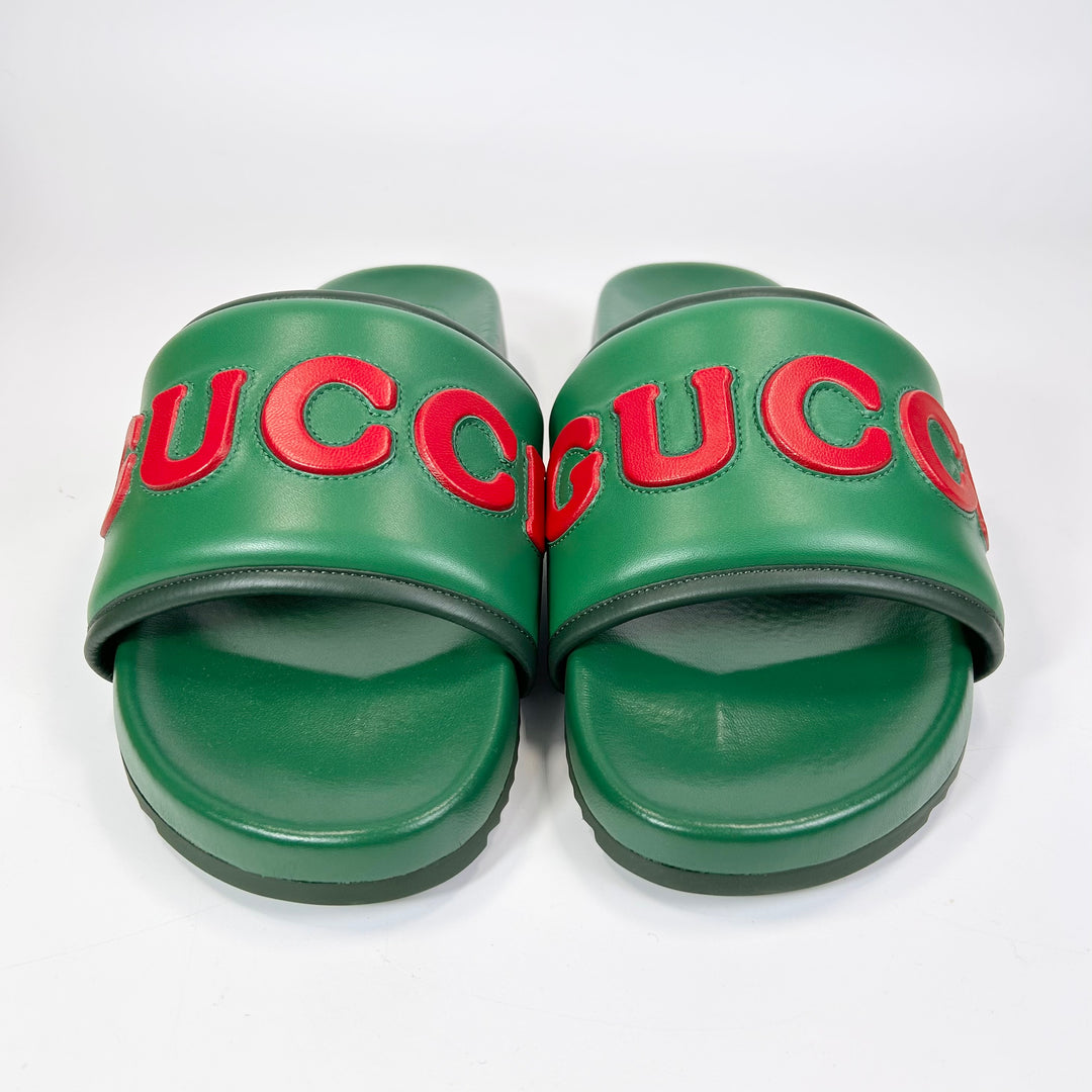 Gucci Sideline Leather Logo Slide  - Men’s 8.5