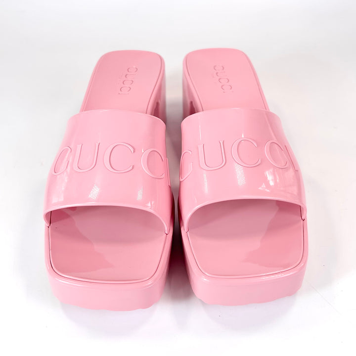 Gucci Rubber Logo Block Sandal - Women’s 9