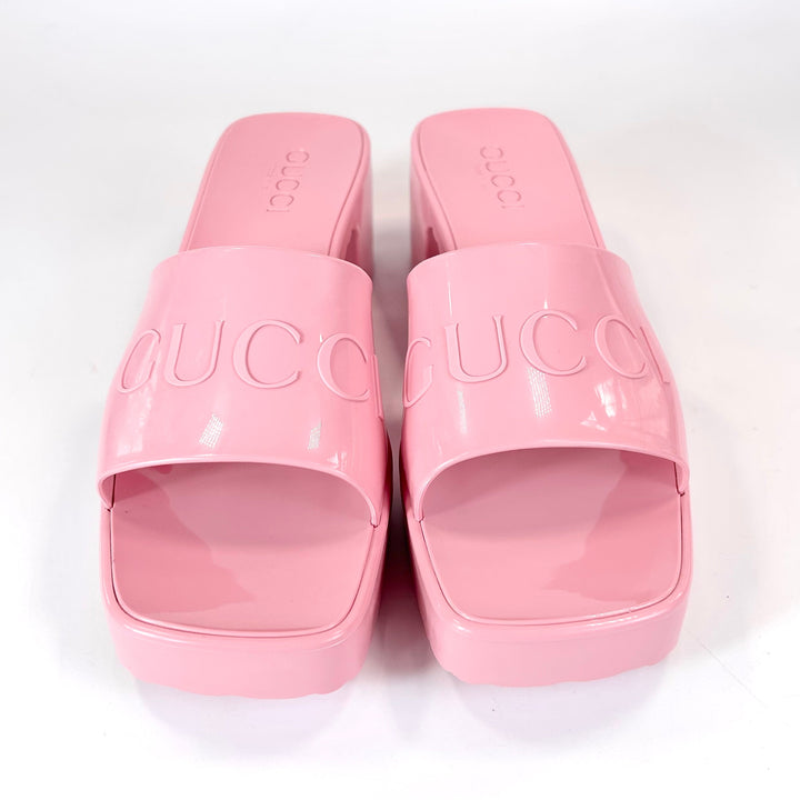 Gucci Rubber Logo Block Sandal - Women’s 7