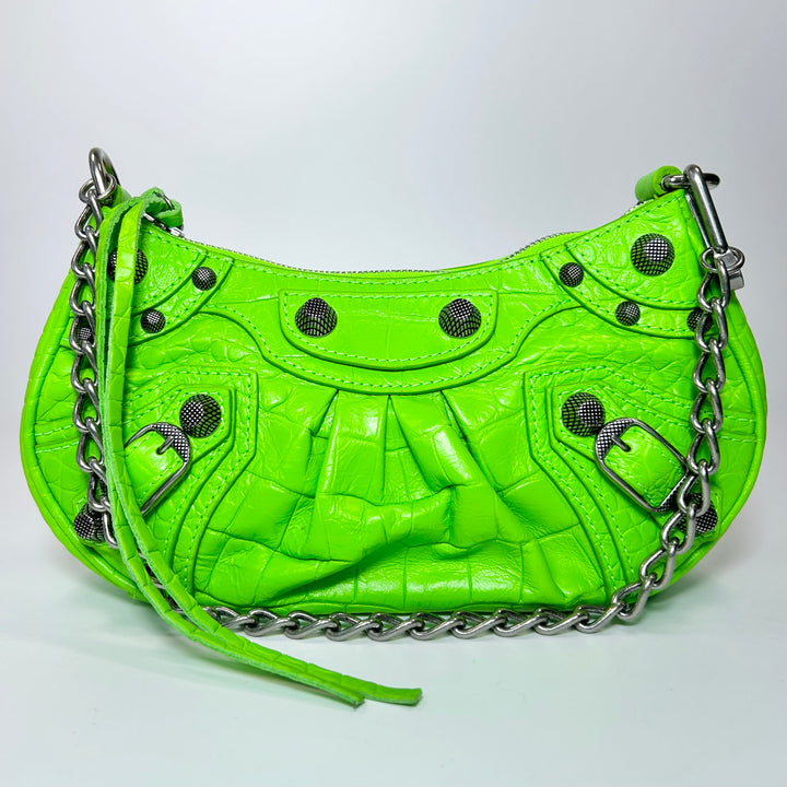 Balenciaga Crocodile Embossed Mini Le Cagole Crossbody