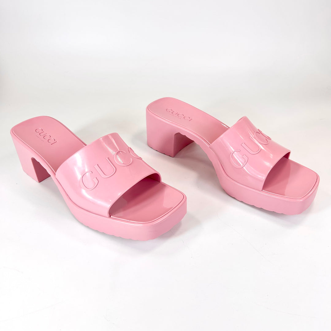 Gucci Rubber Logo Block Sandal - Women’s 9