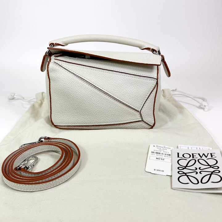 Loewe Calfskin Mini Puzzle Bag Soft White