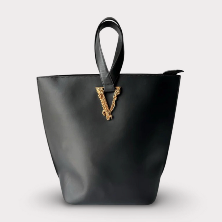 Versace Calfskin Virtus Loop Handle Tote