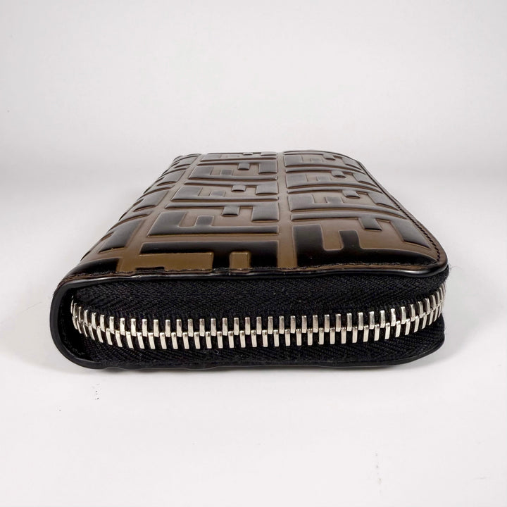 Fendi Monogram FF Leather Zip Around Wallet