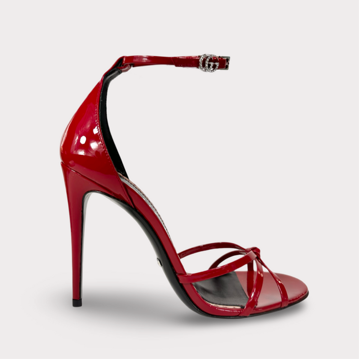 Gucci Rhinestone GG Strappy Leather Sandal Heel - Women’s 8