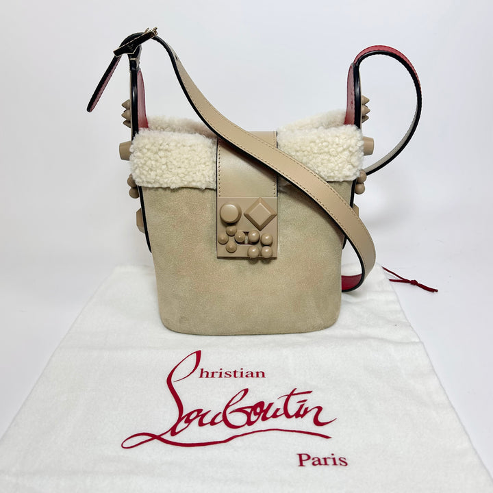 Christian Louboutin Carasky Shearling Mini  Bucket Bag