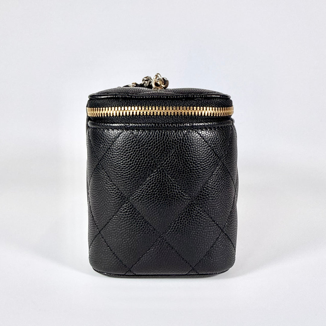 Chanel 25B Crystal Embellished CC Caviar Vanity Case On Chain