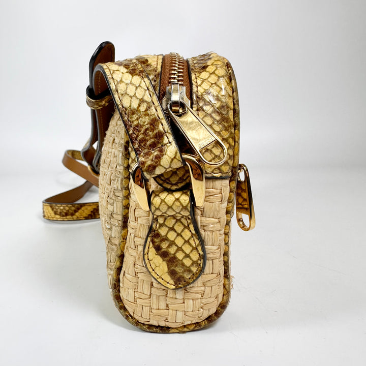 Gucci Raffia Elaphe Ophidia Crossbody Bag