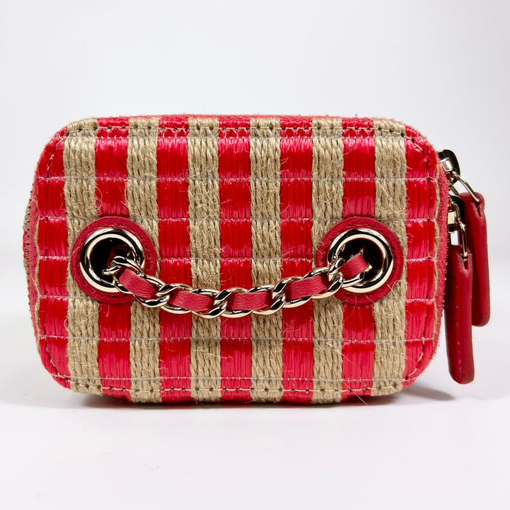 Chanel Mini Raffia Jute Striped Vanity Case