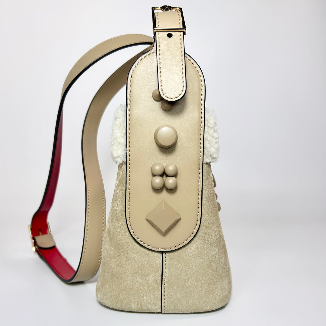 Christian Louboutin Carasky Shearling Mini  Bucket Bag