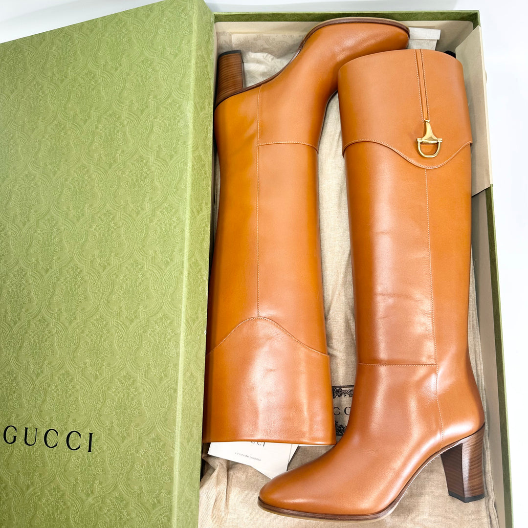 Gucci Half Horsebit Knee High Leather Boot - Women’s 9