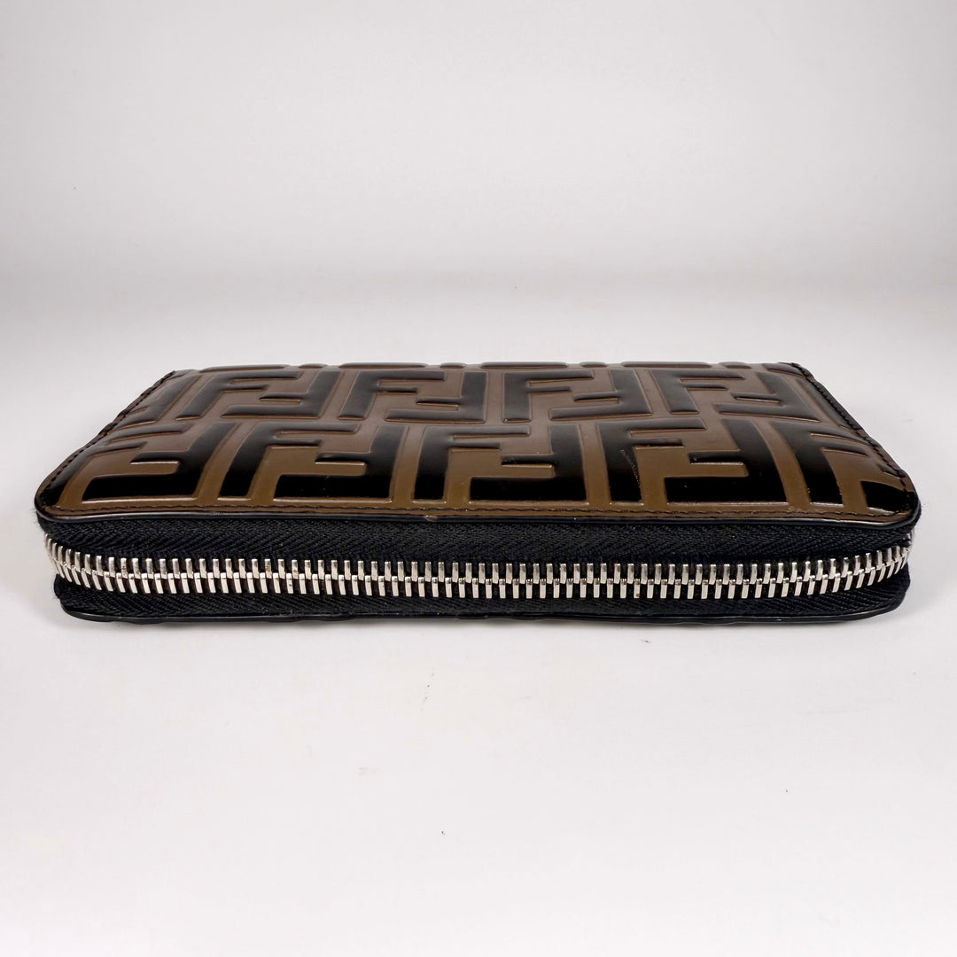 Fendi Monogram FF Leather Zip Around Wallet