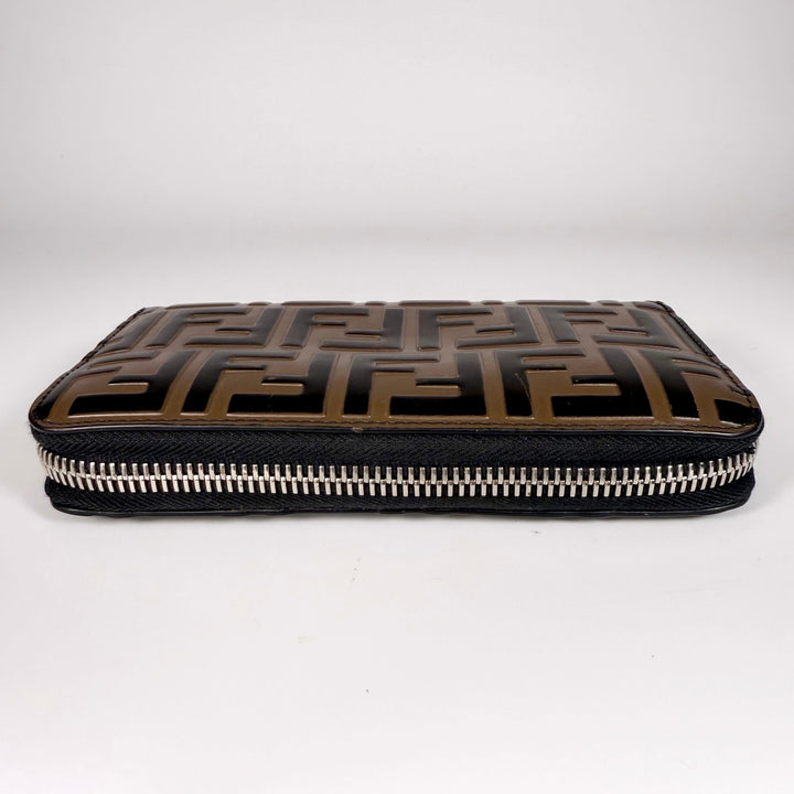 Fendi Monogram FF Leather Zip Around Wallet