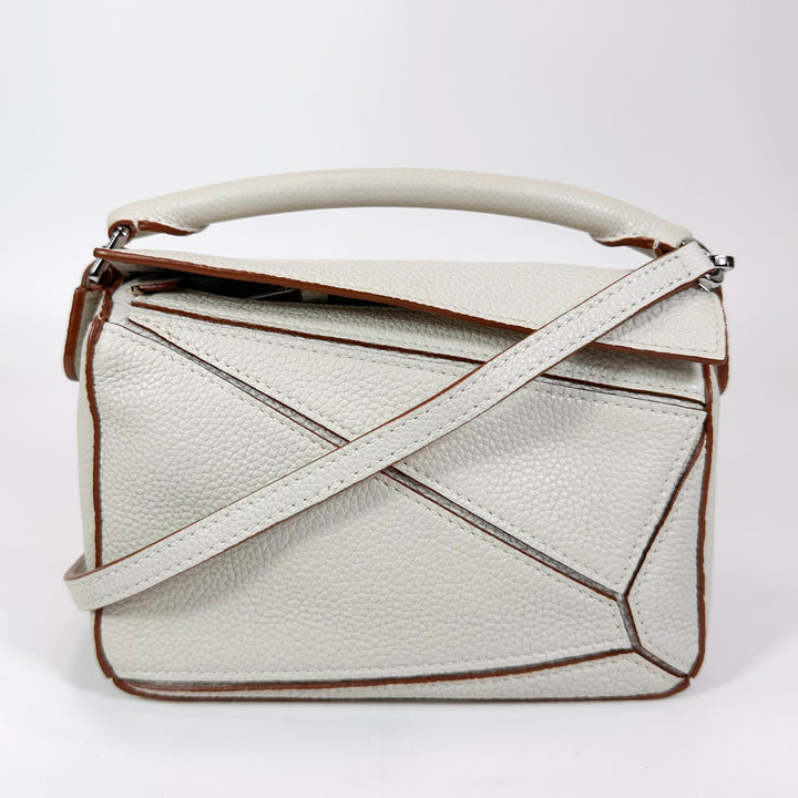 Loewe Calfskin Mini Puzzle Bag Soft White