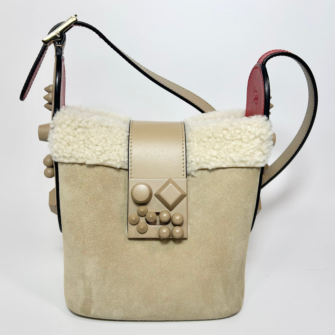 Christian Louboutin Carasky Shearling Mini  Bucket Bag