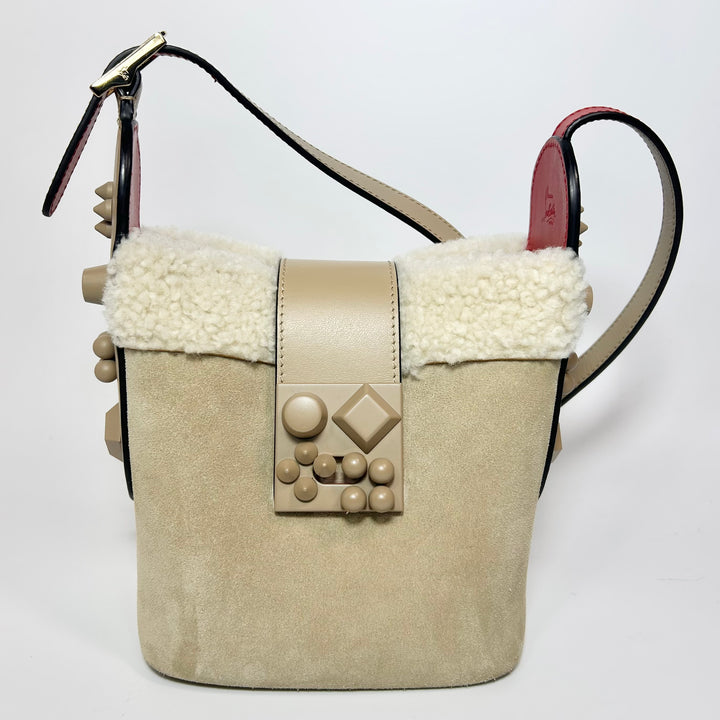 Christian Louboutin Carasky Shearling Mini  Bucket Bag