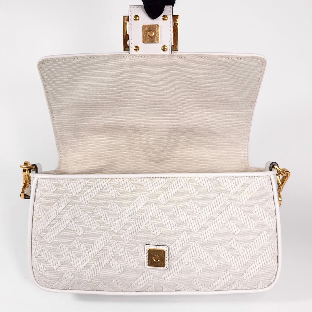 Fendi Embroidered FF Zucca Medium Baguette Bag