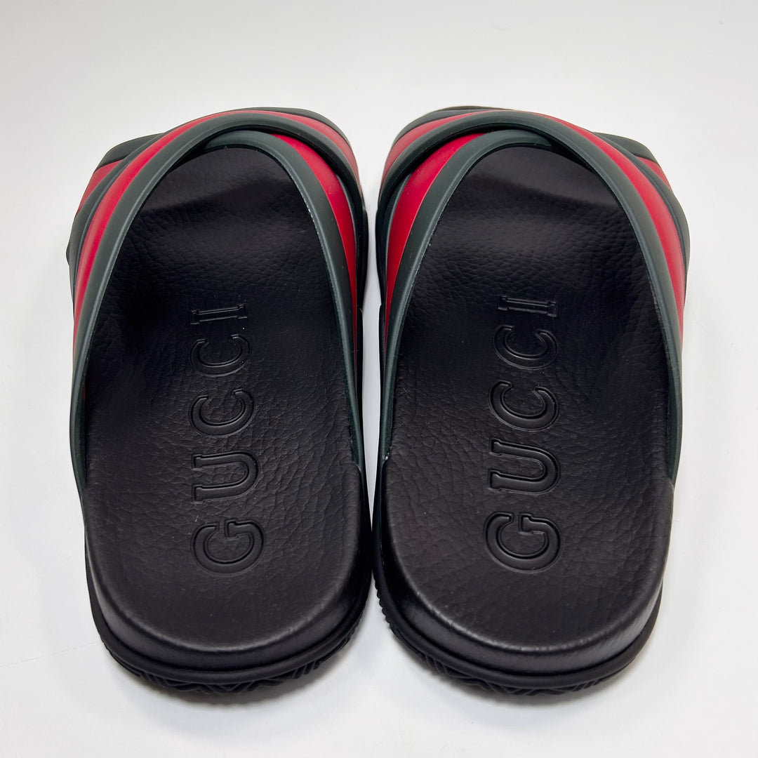 Gucci Rubber Web Criss Cross Slide Sandal - Women’s 7