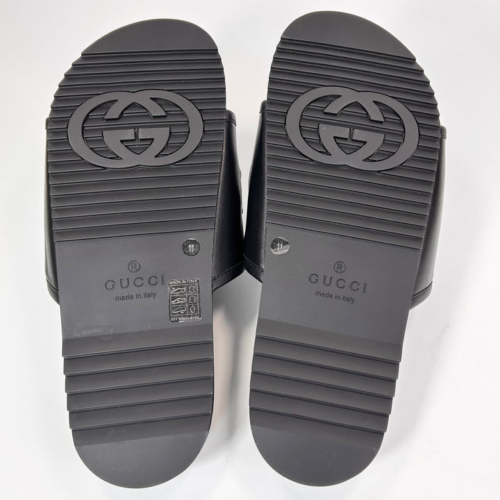 Gucci Sideline Leather Logo Slide - Men’s 11.5