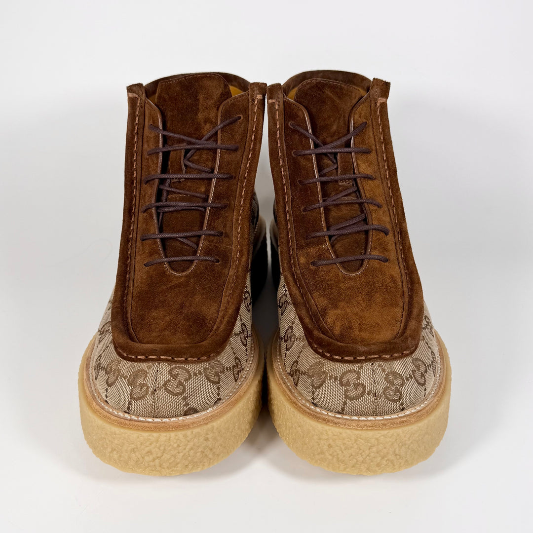 Gucci GG Canvas & Suede Lace Up Boot - Men’s 7