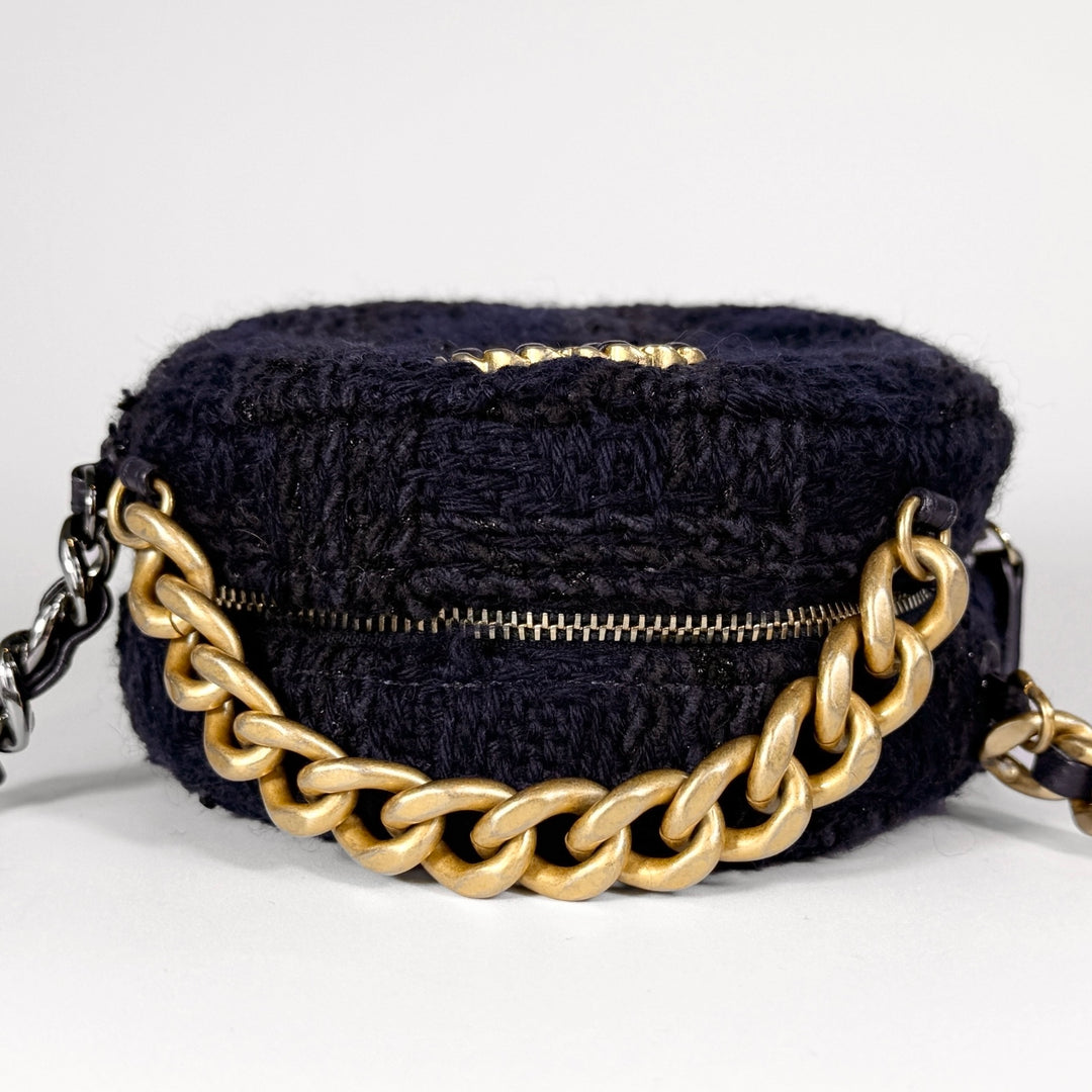 Chanel Round Tweed 19 Chain Shoulder Bag