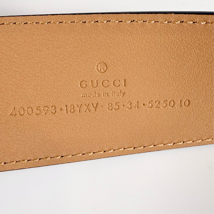 Gucci Enamel GG Marmont Monochrome Leather Belt 85 34