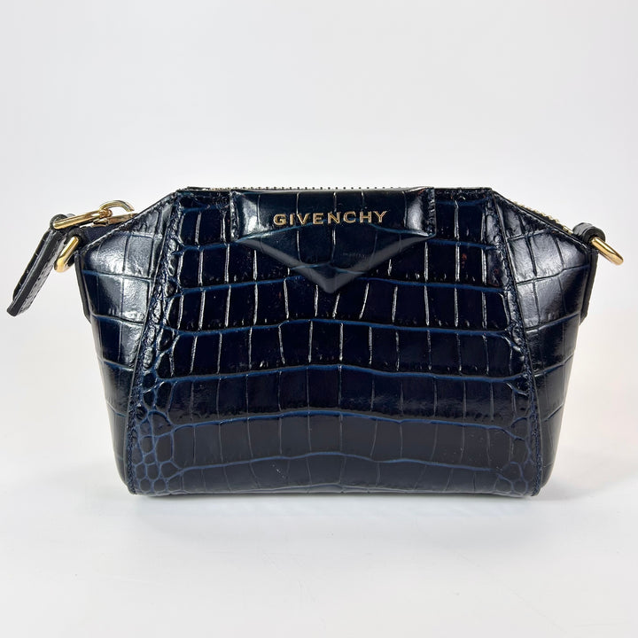 Givenchy Crocodile Embossed Nano Antigona Crossbody Bag