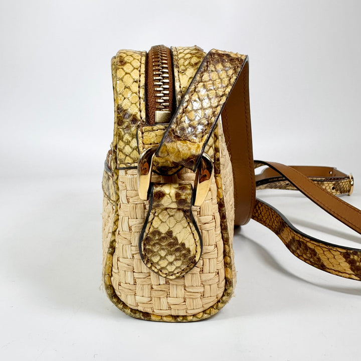 Gucci Raffia Elaphe Ophidia Crossbody Bag