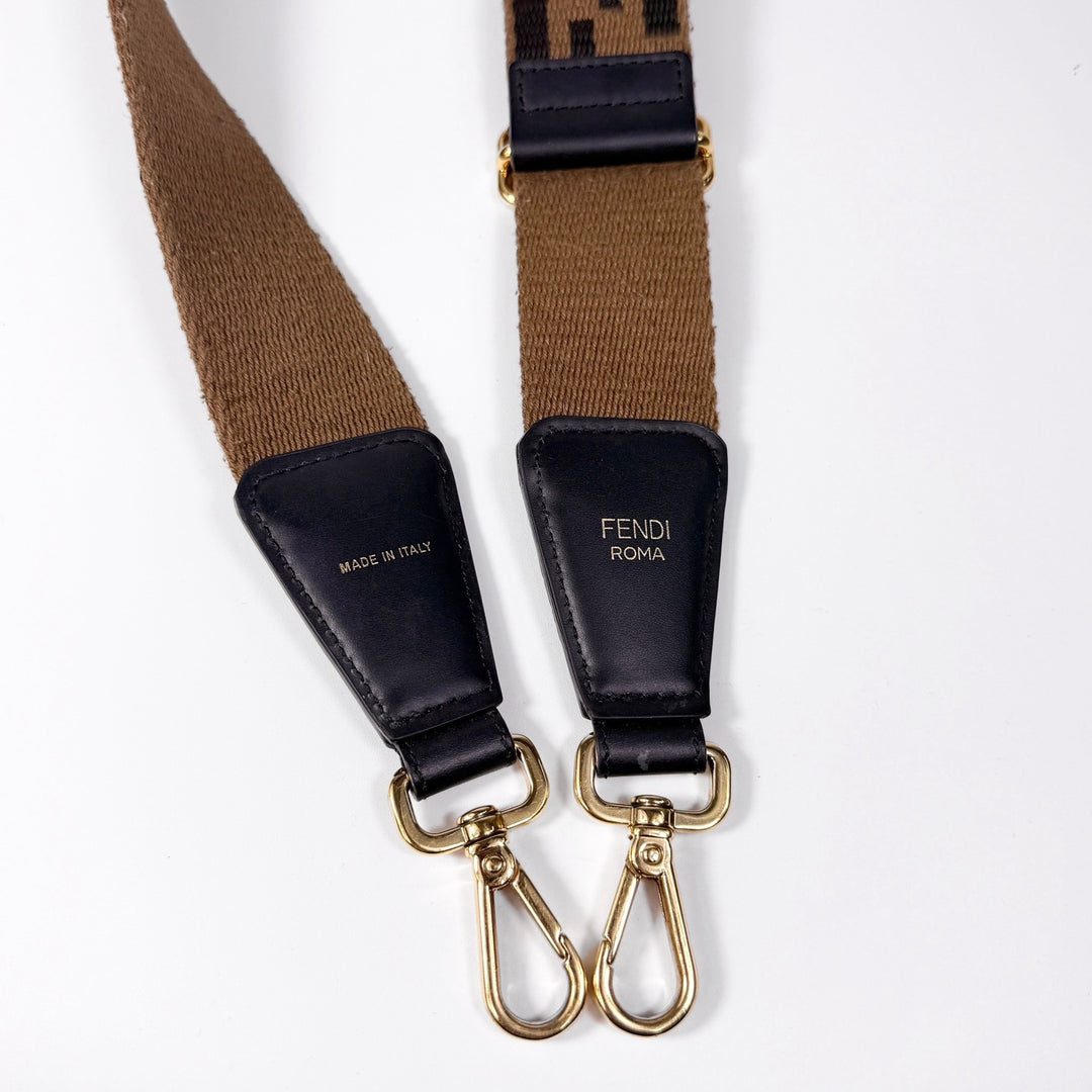 Fendi Strap You Brown Logo Shoulder Strap