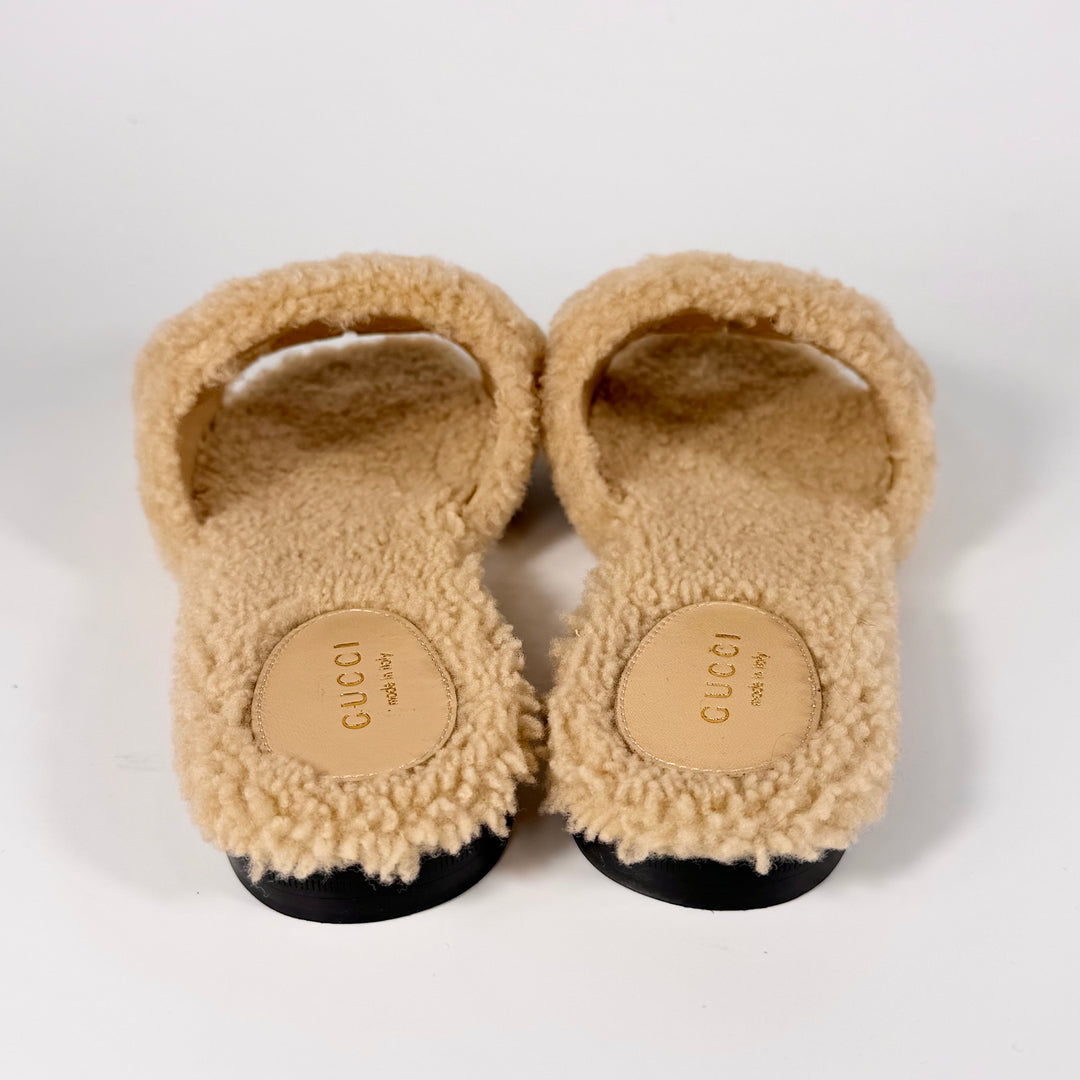 Gucci Shearling GG Cut Out Slide Sandal - Women’s 5.5